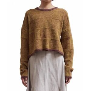 NEW GABRIEL + SIMONE plaid knit sweater in brick